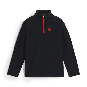 Spyder youth speed fleece half-zip black front view showing cozy warmth