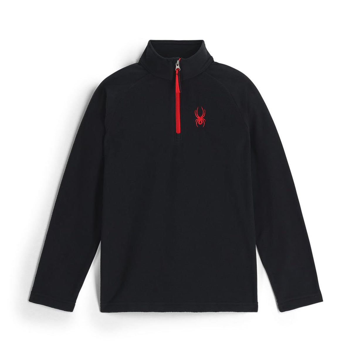 Spyder youth speed fleece half-zip black front view showing cozy warmth
