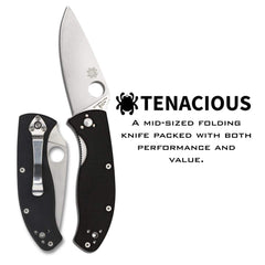 Close-up of 3.3-inch 8Cr13MoV blade on Spyderco Tenacious