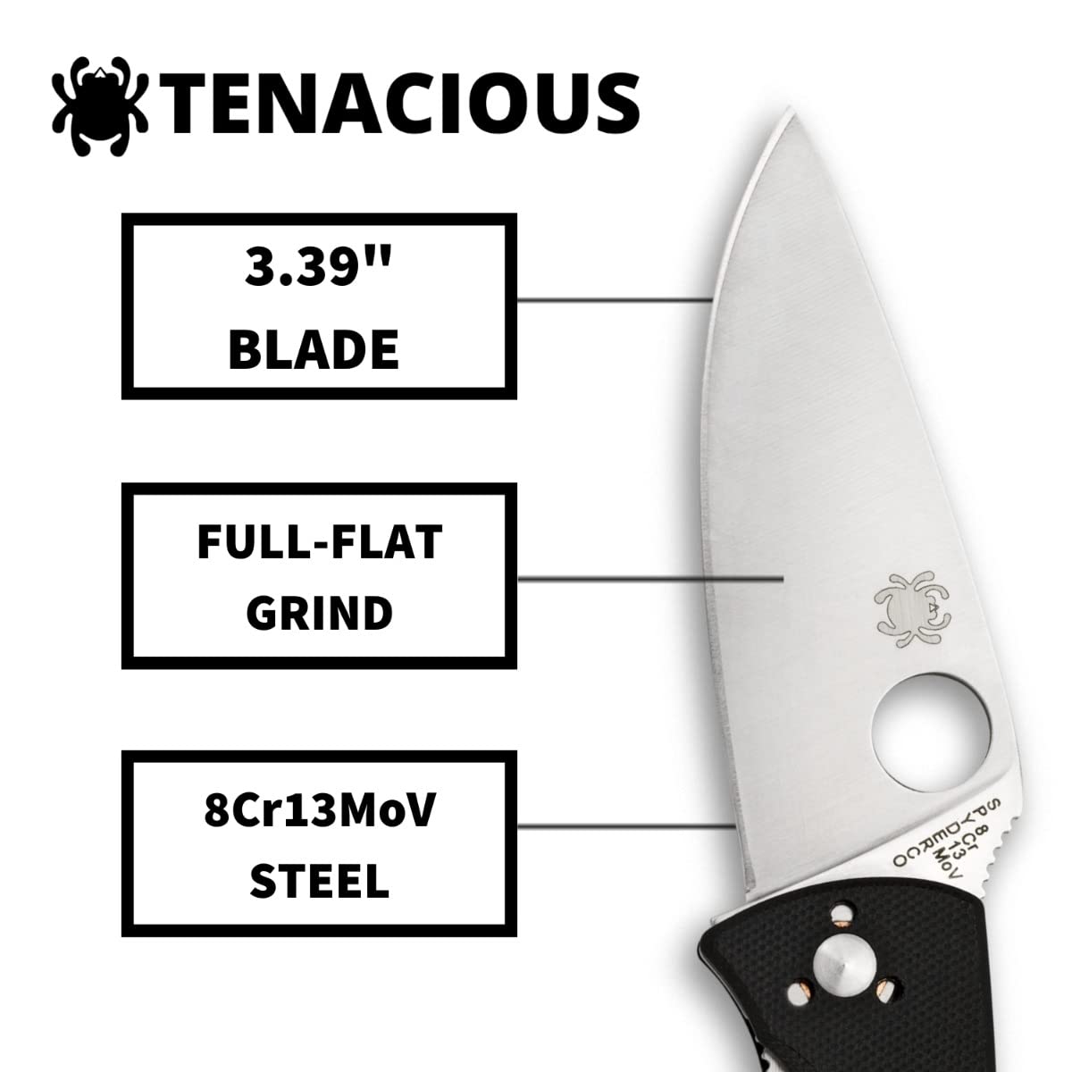 G-10 handle scales on Spyderco Tenacious provide secure grip