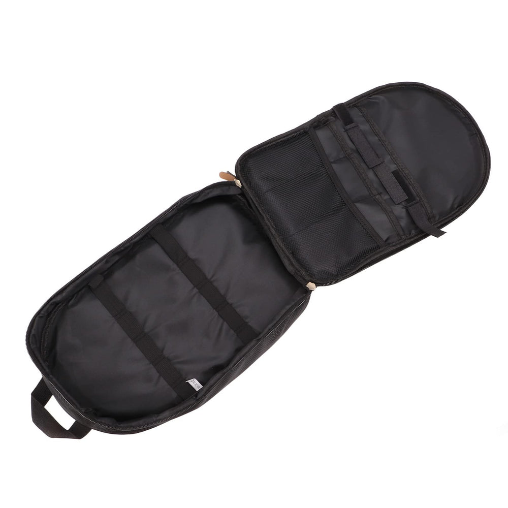 Open view of compartments keeping flatware secure and preventing clatter during transport
