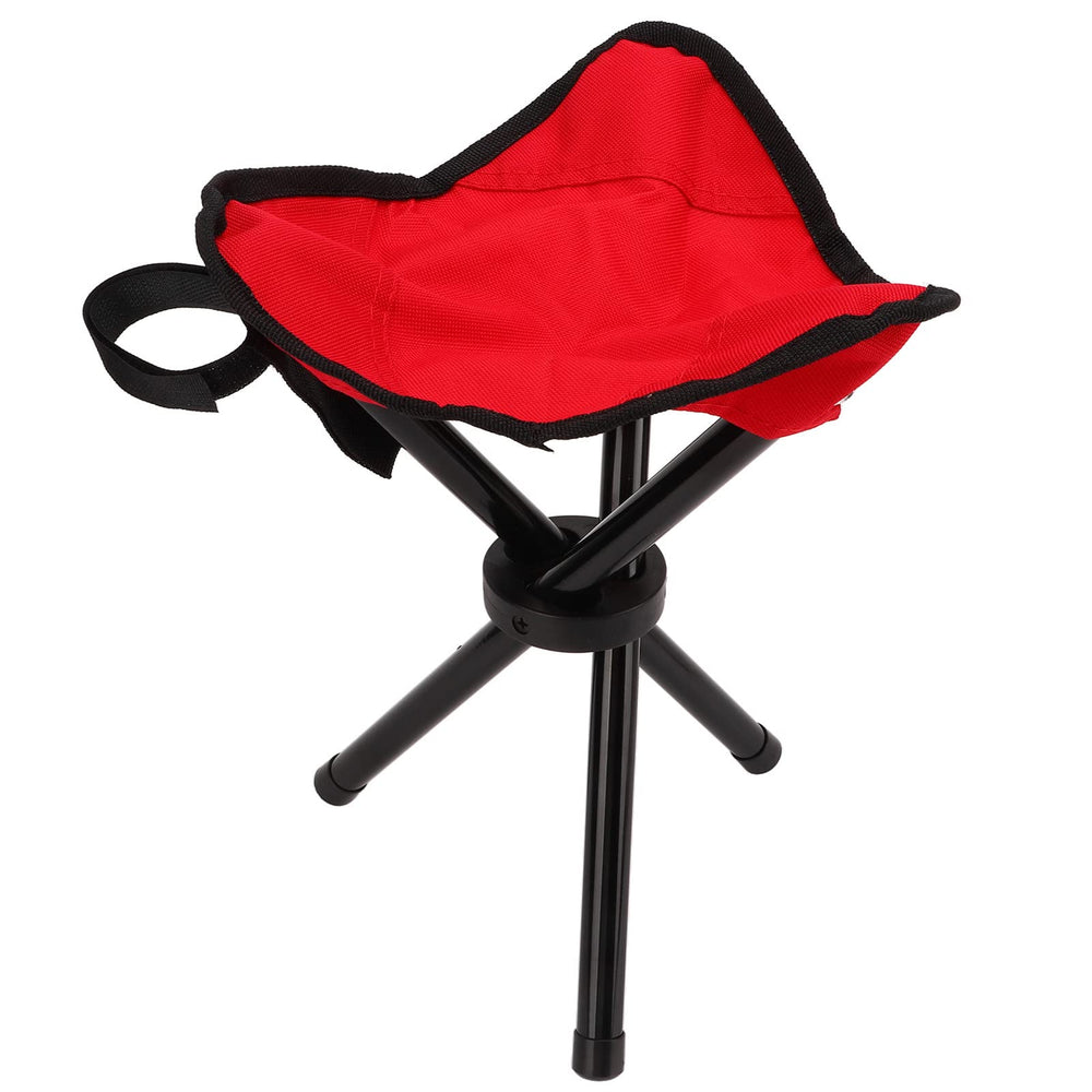 SPYMINNPOO portable camping tripod stool red, compact for easy trail breaks.