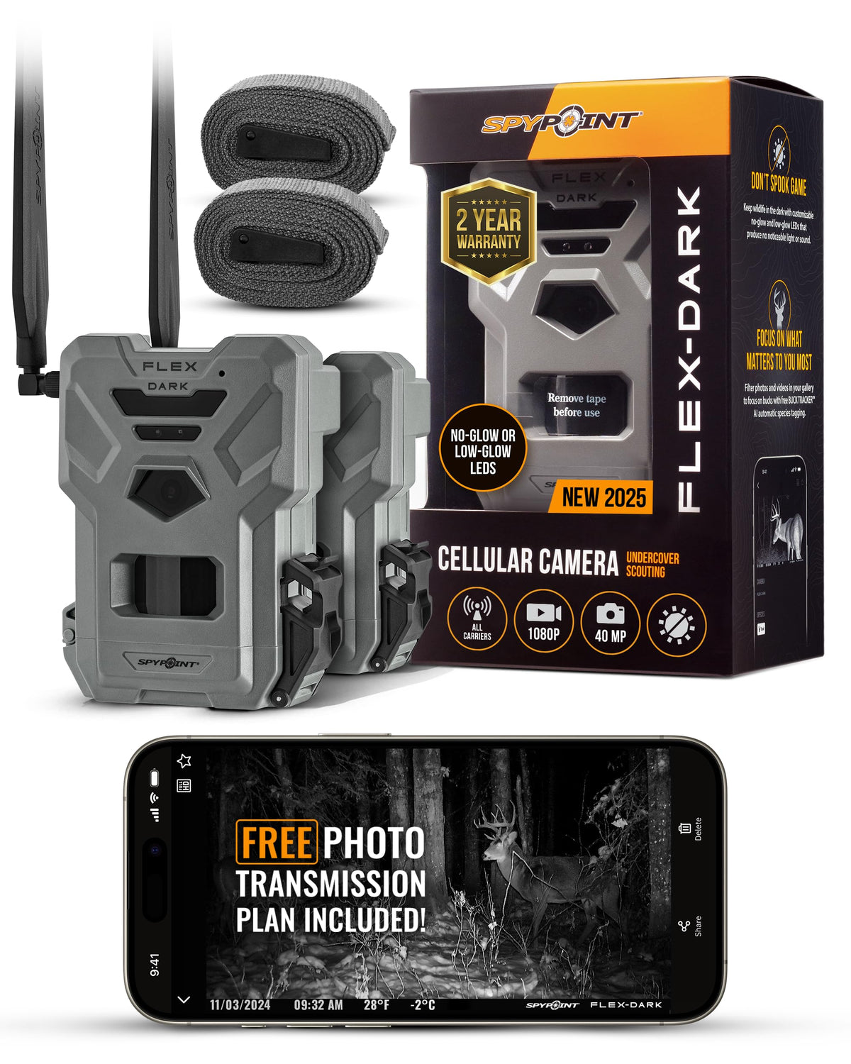 SPYPOINT Flex-Dark twin-pack camera setup for discreet field monitoring