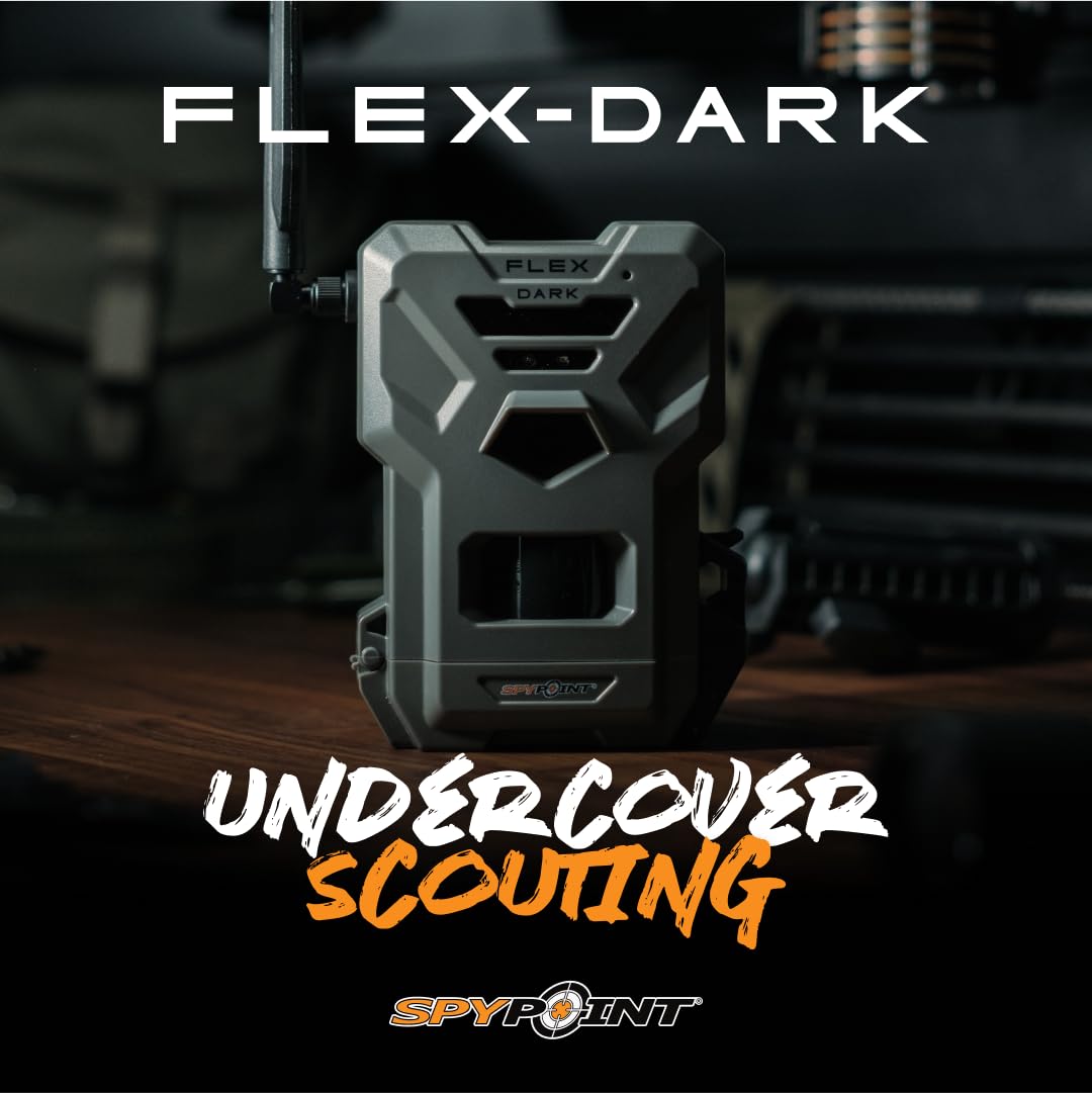 SPYPOINT Flex-Dark mounted in woods for reliable field surveillance.