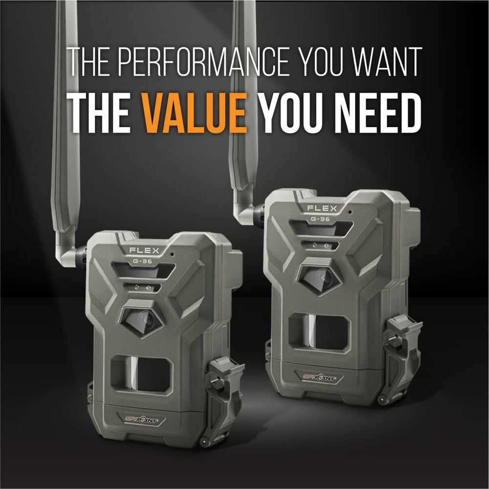 SPYPOINT Flex G-36 100-foot flash range illuminates night-time wildlife without glare.