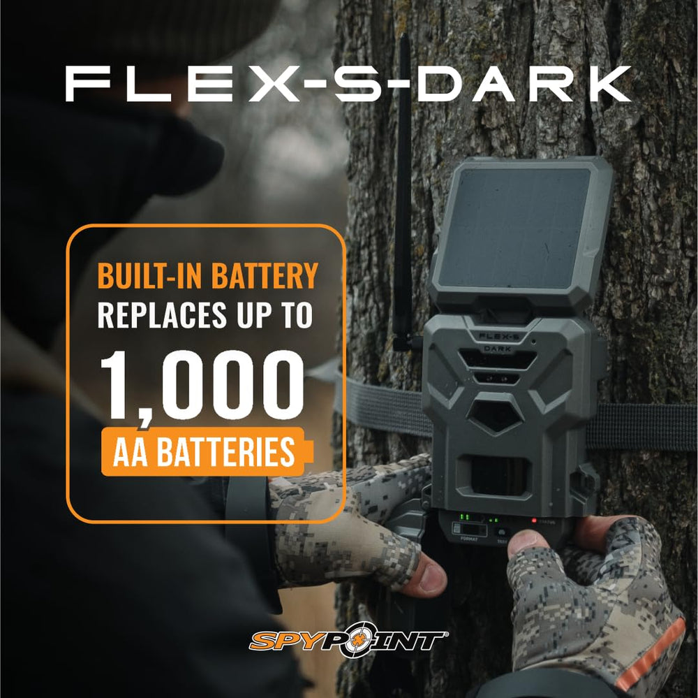 SPYPOINT Flex-S-Dark ghost grey casing blends into environments for concealment.