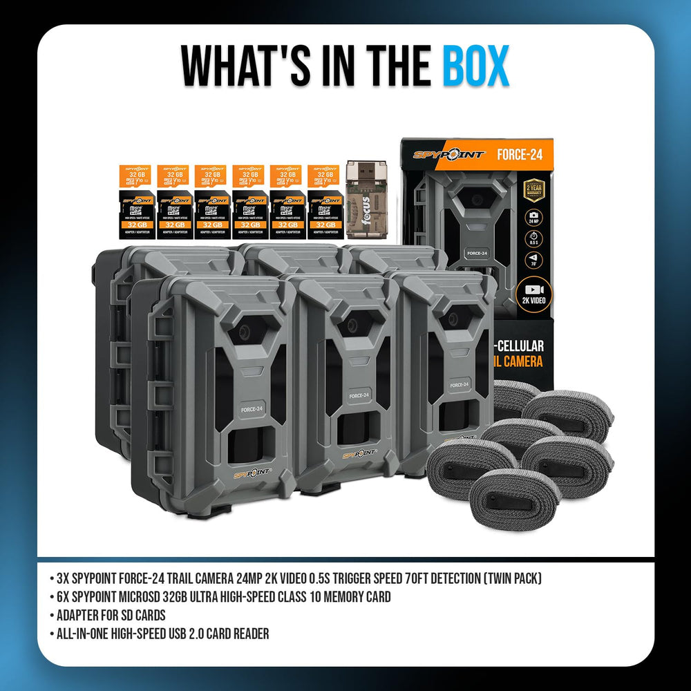 Spypoint Force-24MP bundle contents simplify setup and deployment