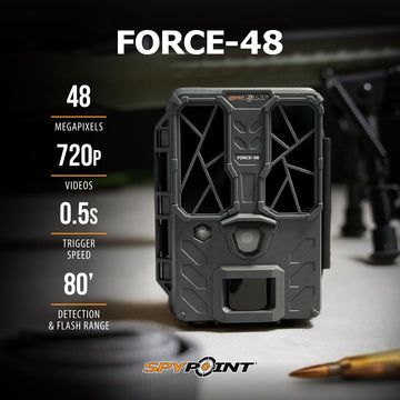 SPYPOINT Force 48 detection-range capture shows reliable wildlife monitoring from 80 feet away.