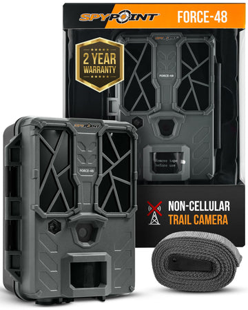 SPYPOINT Force 48 trail camera front view captures high-detail wildlife imagery for scouting.