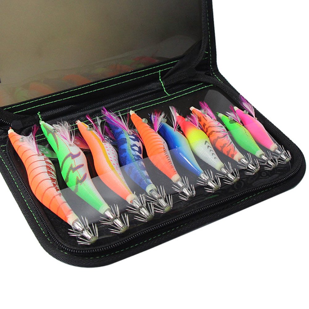 Assorted bright color squid jig shrimp prawn lures 10pcs set