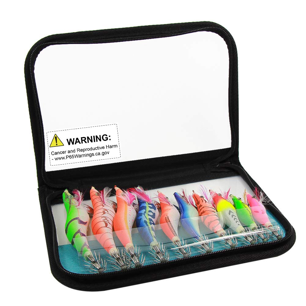 Packaged set of 10pcs squid jig lures