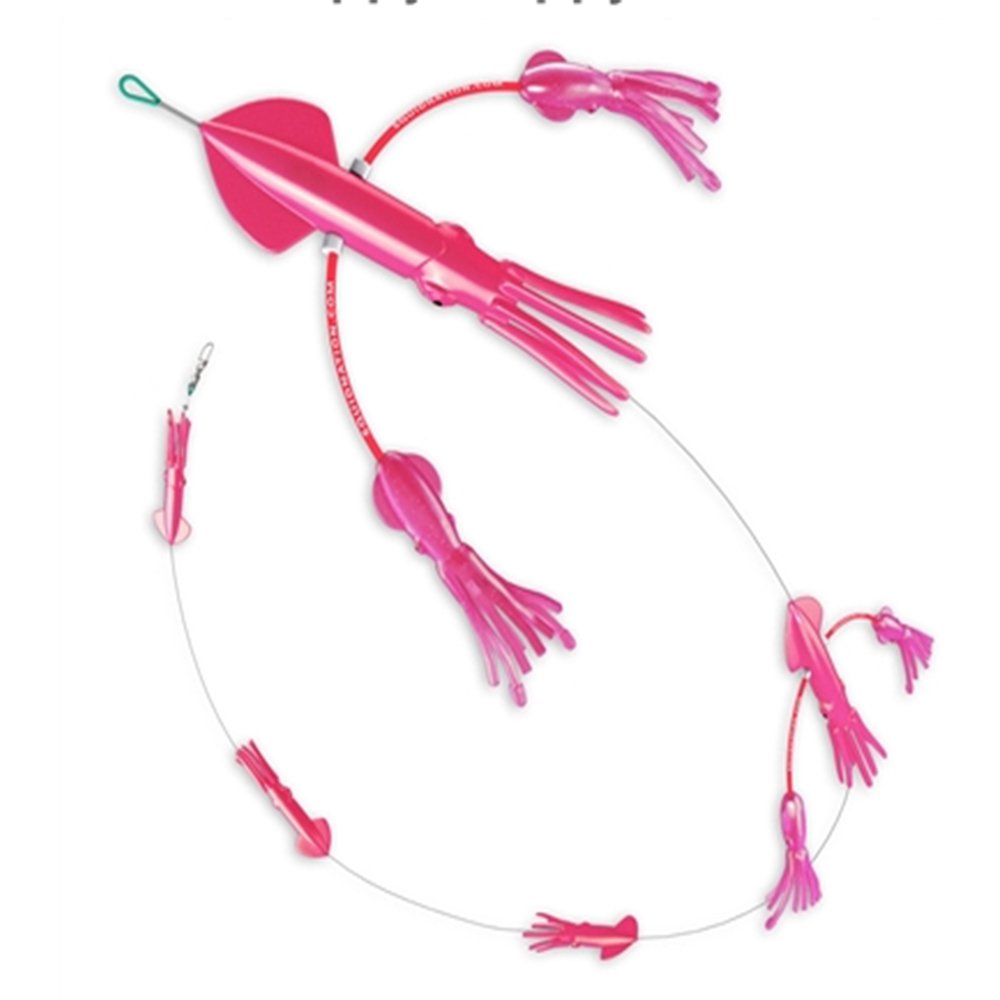 Squid Nation Billfish Edition Flippy Floppy Thing Daisy Chain in Killer Pink, ideal for big-game trolling.