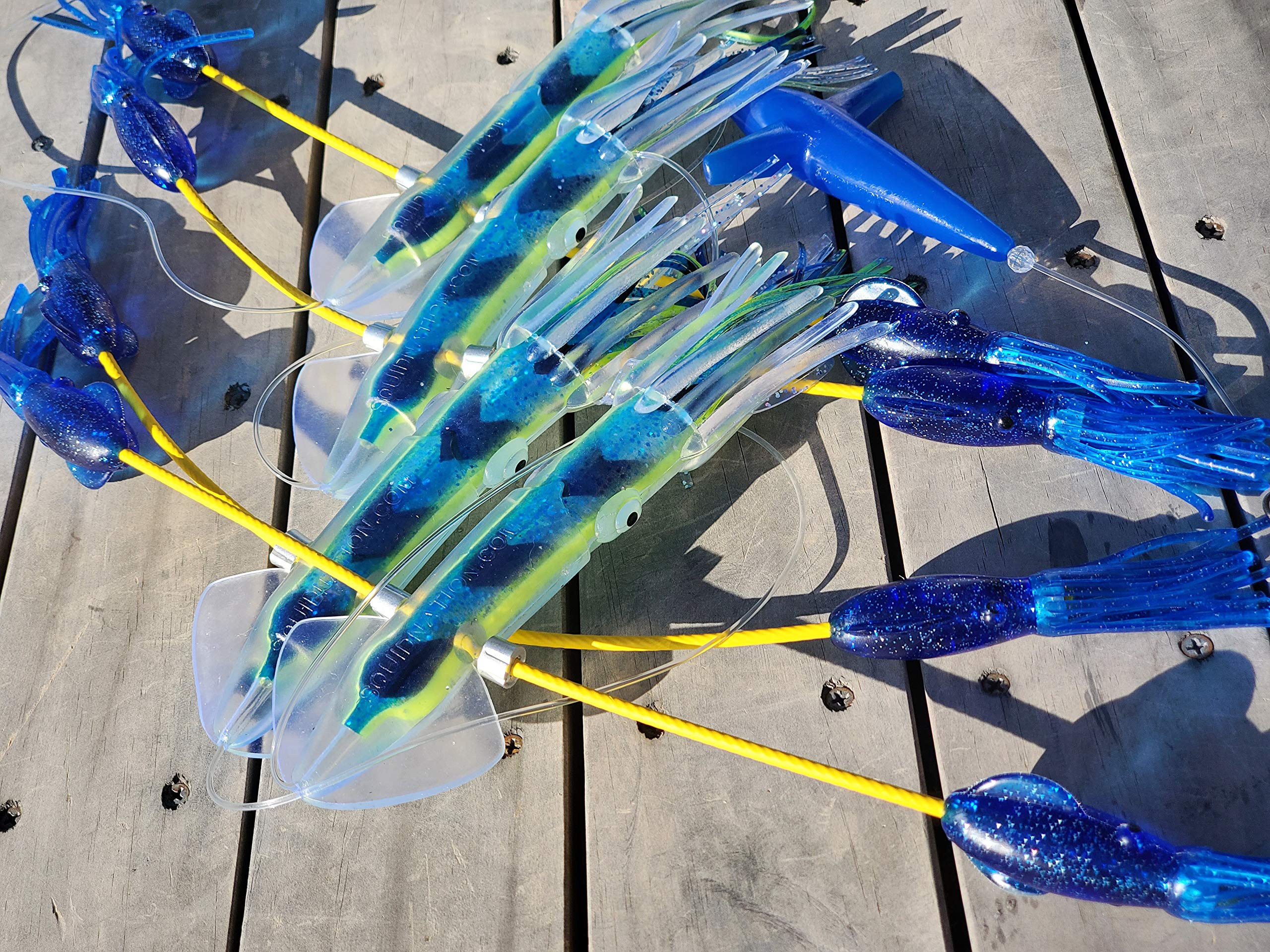 Squidnation daisy chain in action with splash and pulse for pelagic species.