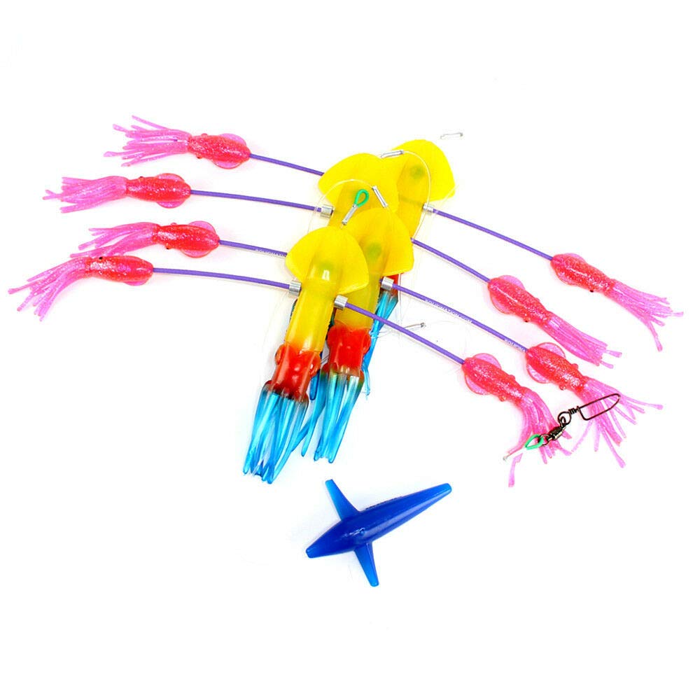 Squidnation Flippy Floppy daisy chain in purple attracts tuna and marlin with pulsating action