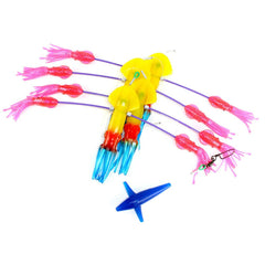 Squidnation Flippy Floppy daisy chain in purple attracts tuna and marlin with pulsating action