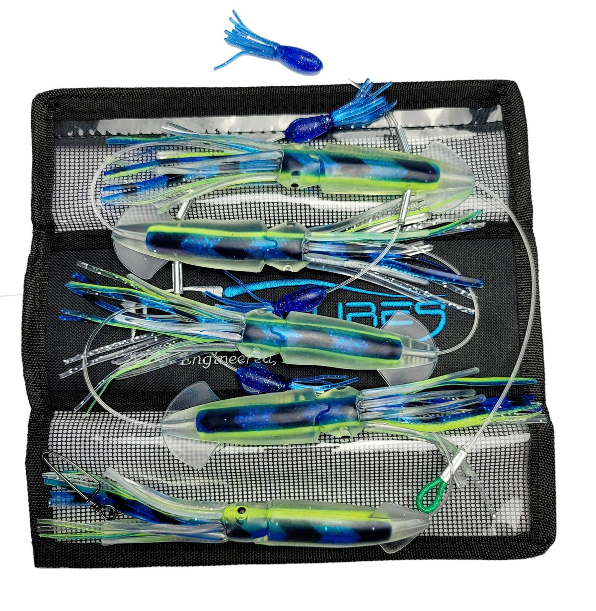 SquidNation Pakula 8-inch game fish daisy chain for tuna and marlin action.