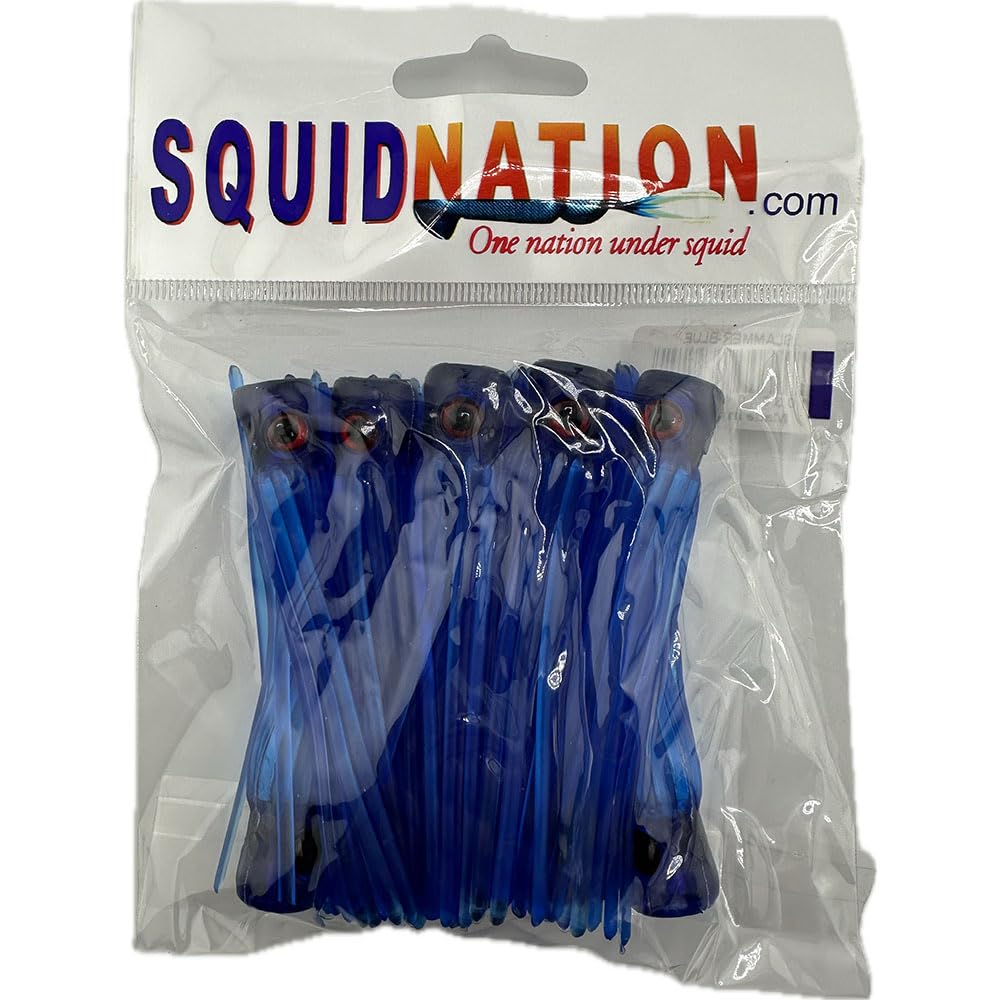 Squidnation Slammer Chugger blue head close-up, durable offshore trolling for demanding conditions.