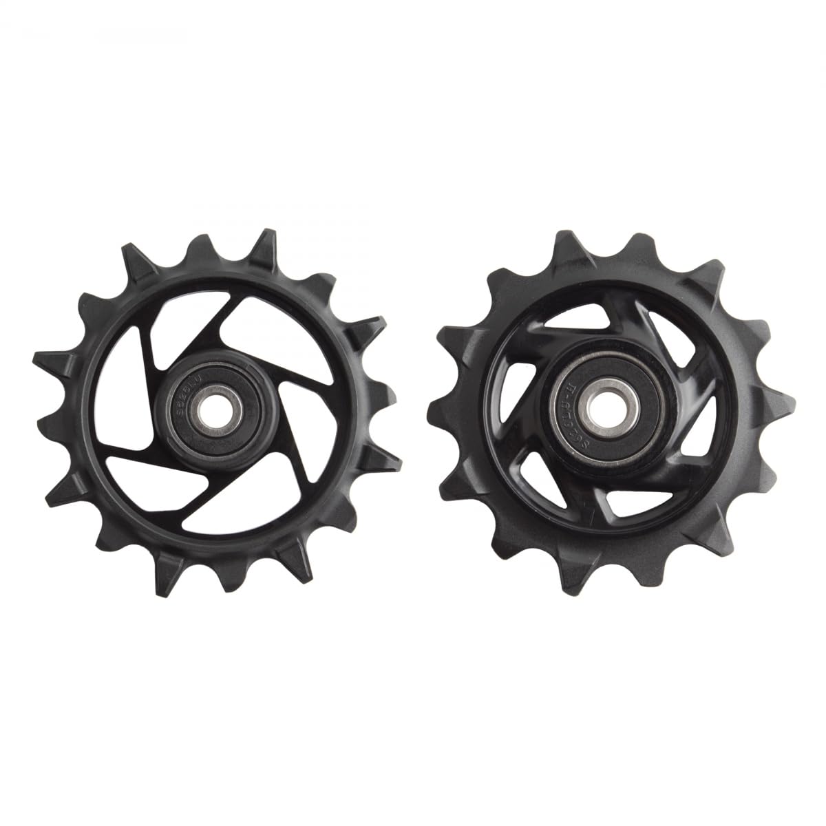 SRAM XX Eagle T-Type AXS upper 14t pulley for smoother, responsive shifts on rugged trails