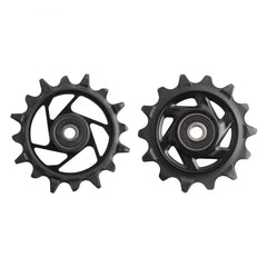 SRAM XX Eagle T-Type AXS upper 14t pulley for smoother, responsive shifts on rugged trails