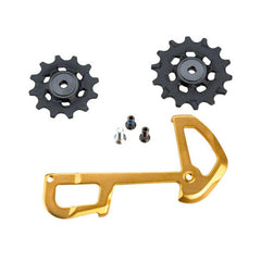 SRAM XX1 Eagle ceramic pulley set with gold inner cage improving chain stability and smooth shifting