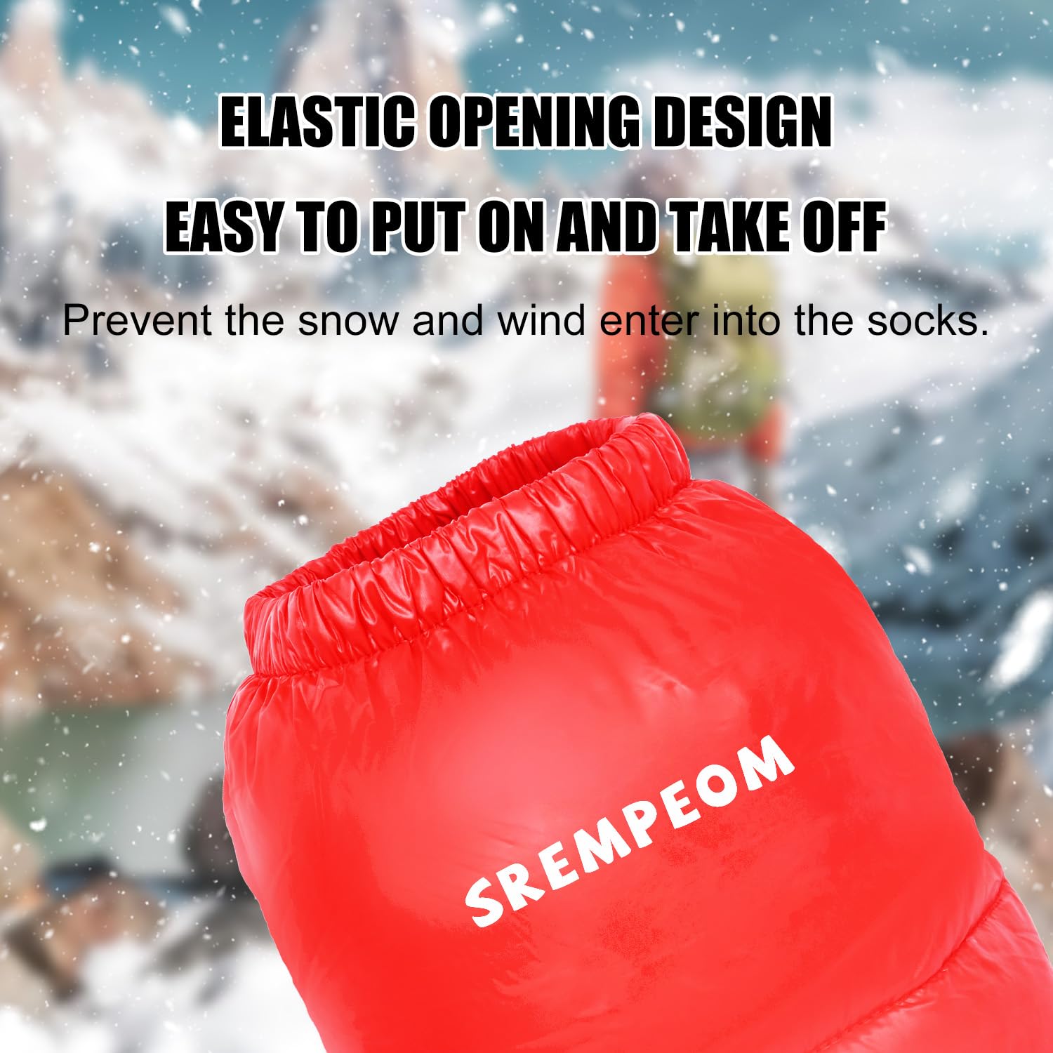 Srempeom down booties waterproof nylon shell indicating weather resistance for cold tents