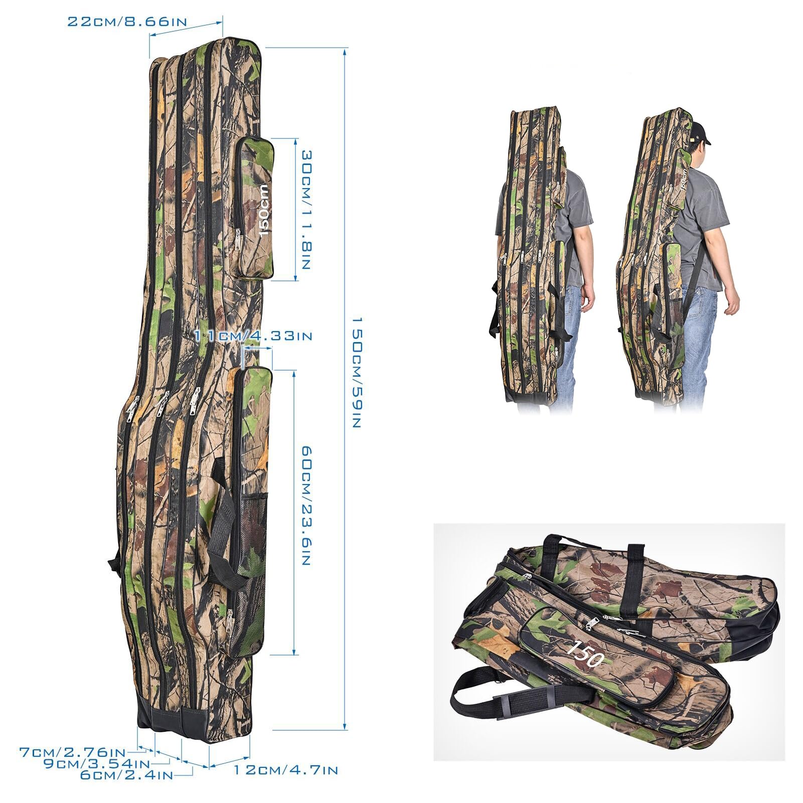 Srempeom Fishing Pole Bag with multiple compartments promotes organized storage for reels, lines, and lures.