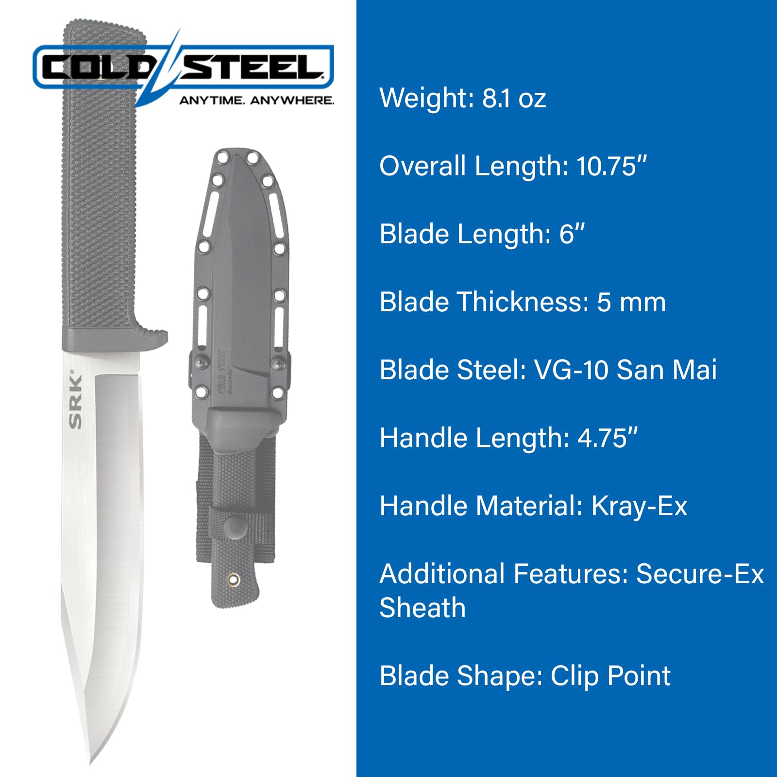 SRK fixed blade knife with Kray-Ex handle and sheath