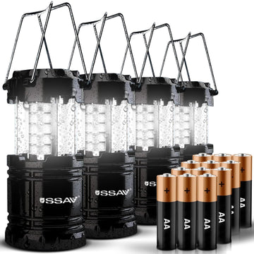 SSAV 4Pack lantern open showcases collapsible portability and bright room illumination.
