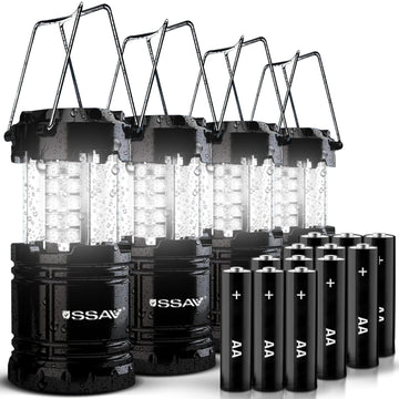 SSAV 4Pack lantern open showcases collapsible portability and bright room illumination.