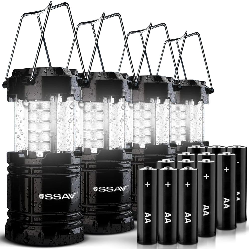 SSAV 4Pack lantern open showcases collapsible portability and bright room illumination.