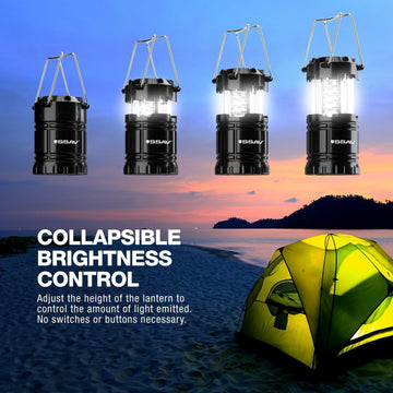 SSAV 4Pack lantern full-360 illumination lighting a tent evenly.