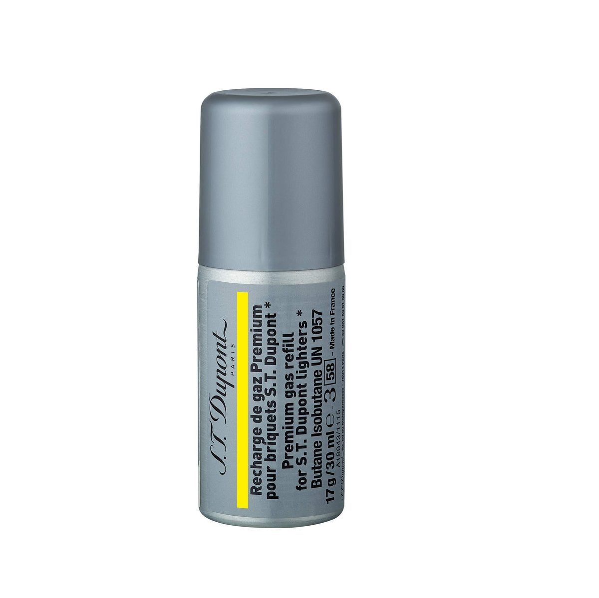 ST Dupont Yellow Gold butane refill pour demonstrates clean, precise refilling for Line 2 lighters.