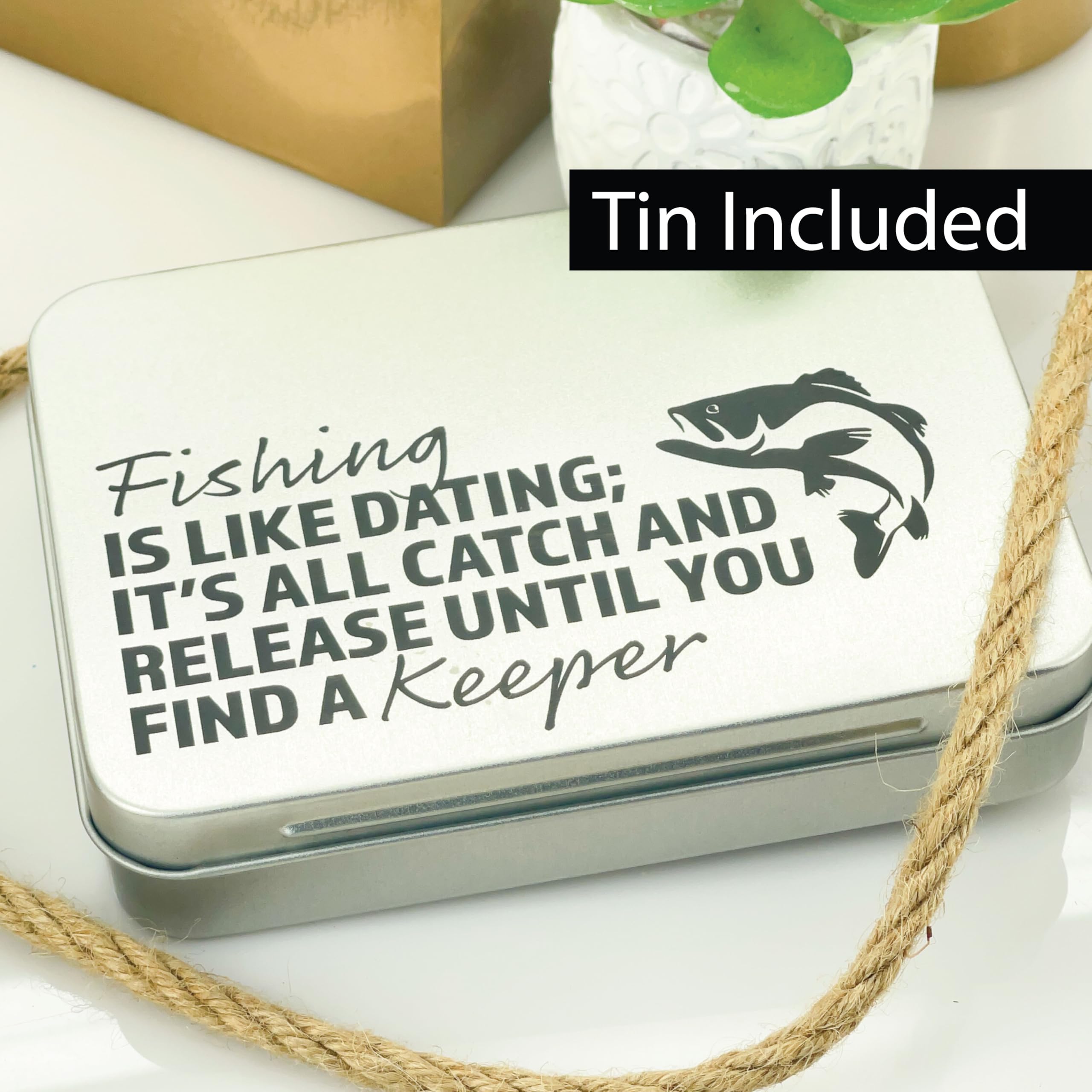 Lure displayed with keepsake tin package