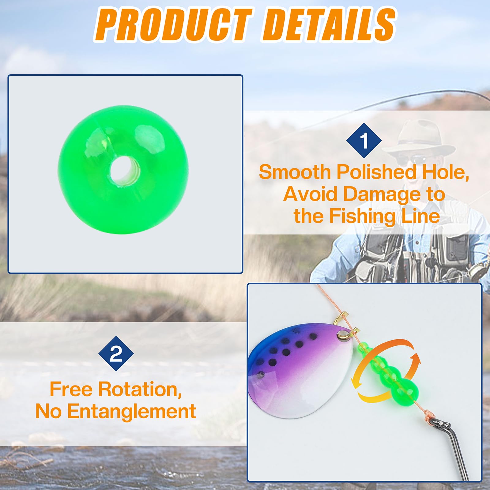 Stacked fishing beads orange color 150pcs