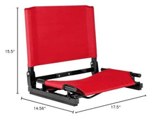 StadiumChair Gamechanger demonstrates back support on bleachers