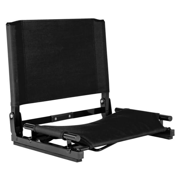 StadiumChair Gamechanger bleacher seat black folded for compact storage