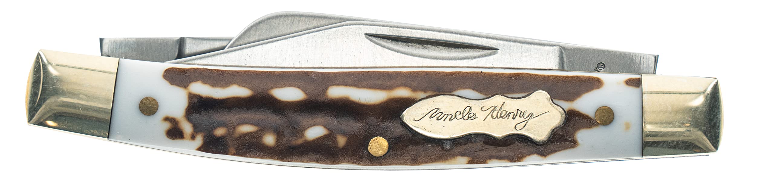 Staglon handle with clip-point blade on Uncle Henry 807UHCP JR