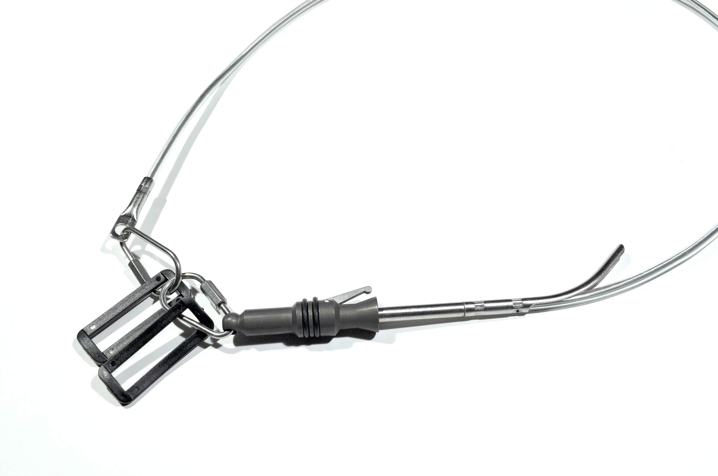 Stainless steel fish holder close-up