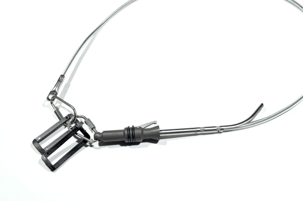 Stainless steel fish holder close-up