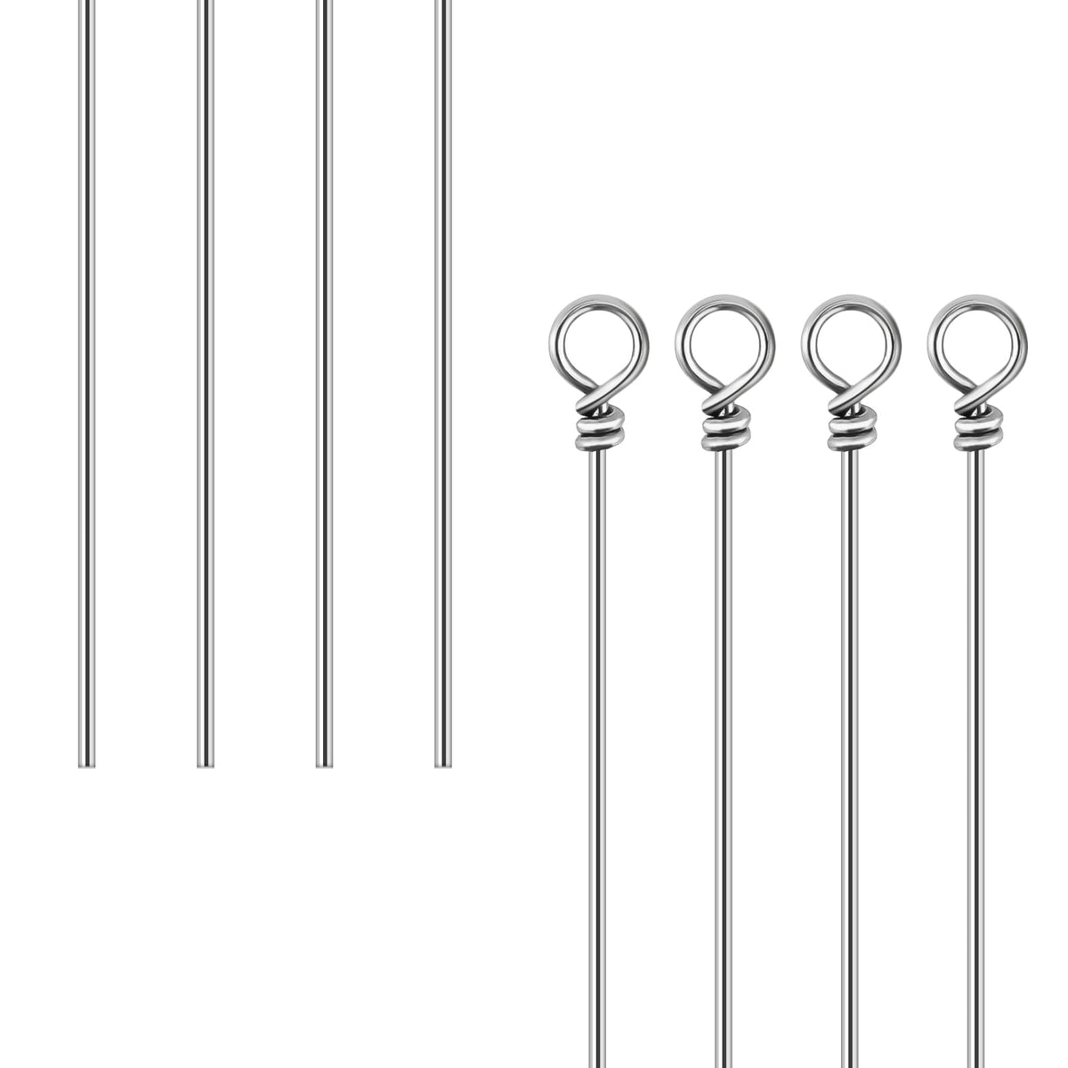 100-pack stainless steel spinner shaft showing looped end