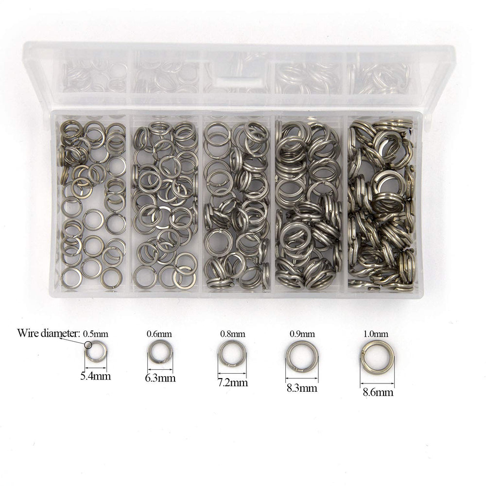 Close-up of stainless steel split rings packaged