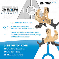 Stan OnneX Clicker Thumb release side angle highlights DLC-coated internals for smooth performance