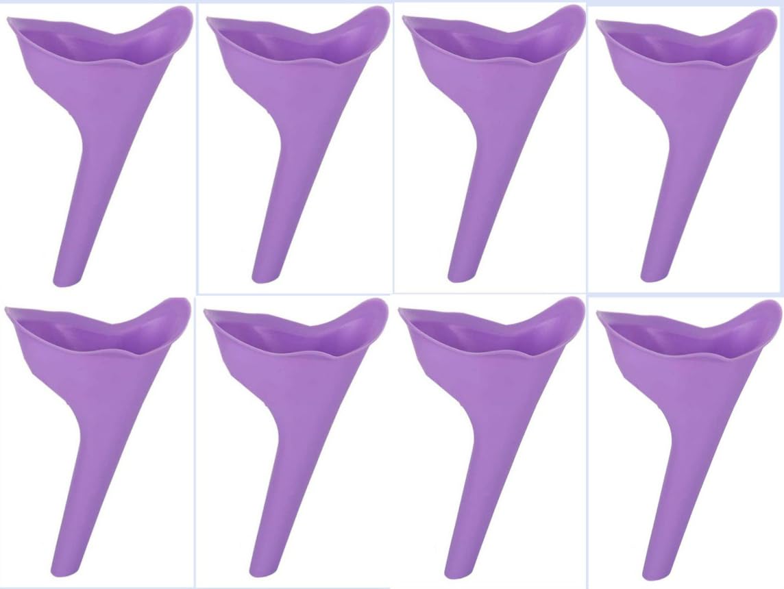 STANDOUTELROAL 8-pack portable silicone urinal funnel for women, ideal for camping.