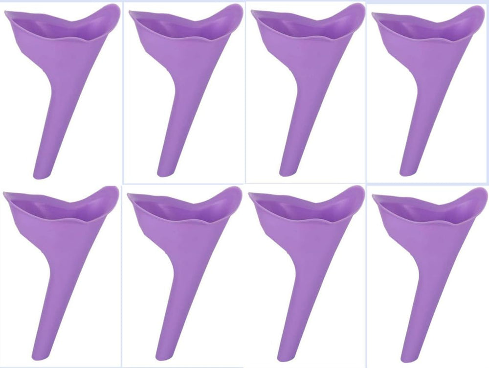 STANDOUTELROAL 8-pack portable silicone urinal funnel for women, ideal for camping.