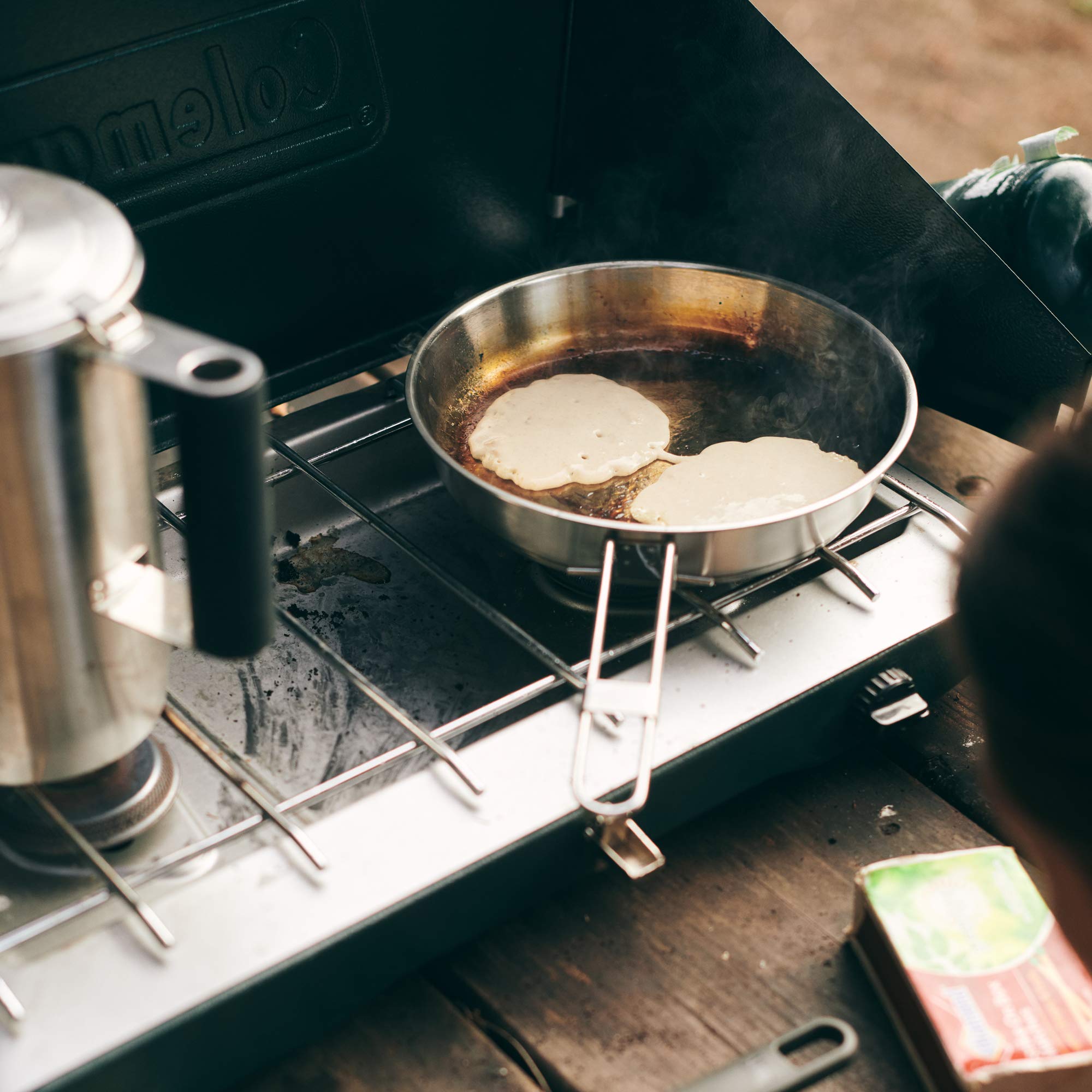 Stanley extended-handle spatula simplifies outdoor stove-top cooking.