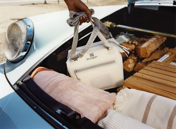 Leak-resistant liner on Stanley cooler bag keeps outfits and gear tidy