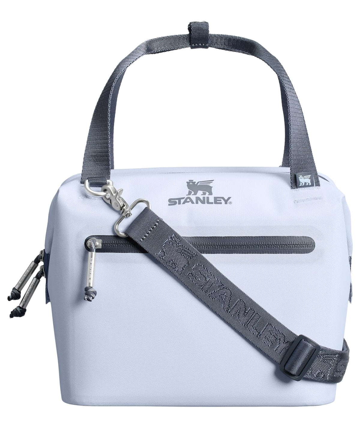 Stanley All Day Julienne Mini Cooler front view shows compact 7.4-quart capacity for day-long snacks.