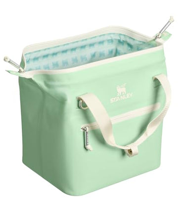 Stanley All Day Julienne Mini Cooler open hinge shows easy access for quick packing