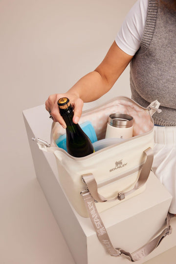 STANLEY All Day Julienne mini soft cooler with detachable strap for hands-free carry.
