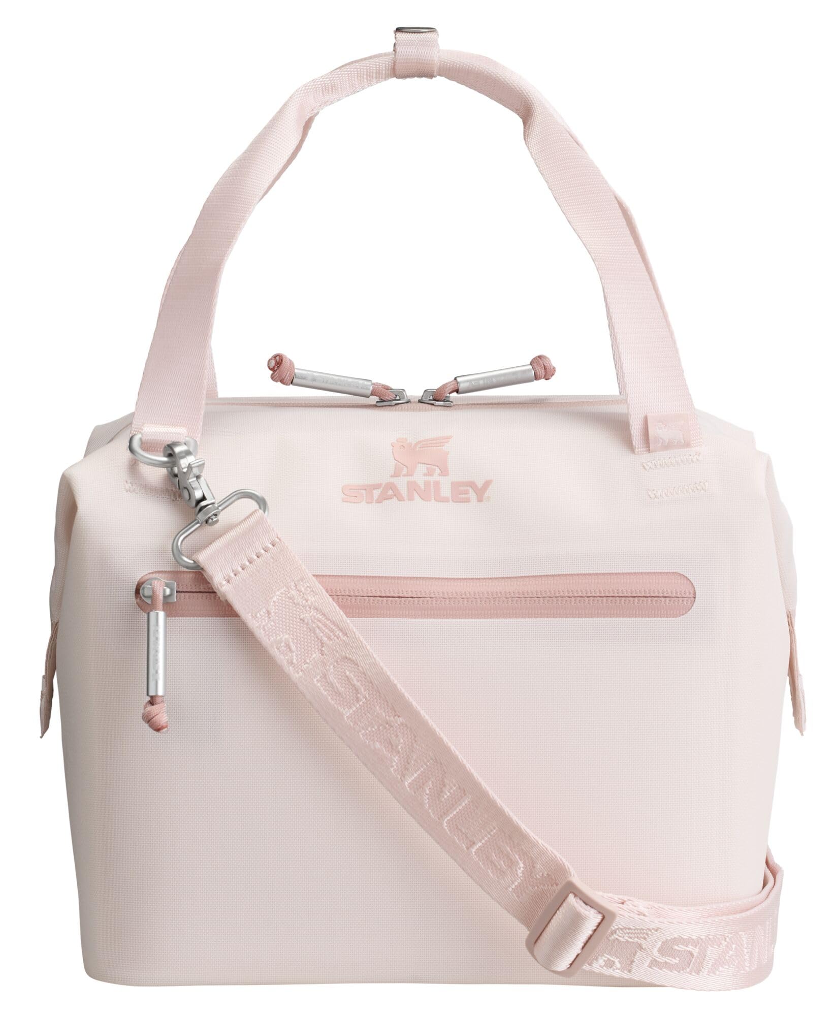 Stanley All Day Julienne Mini Cooler Rose Quartz top view keeps beverages cool on outdoor picnics.